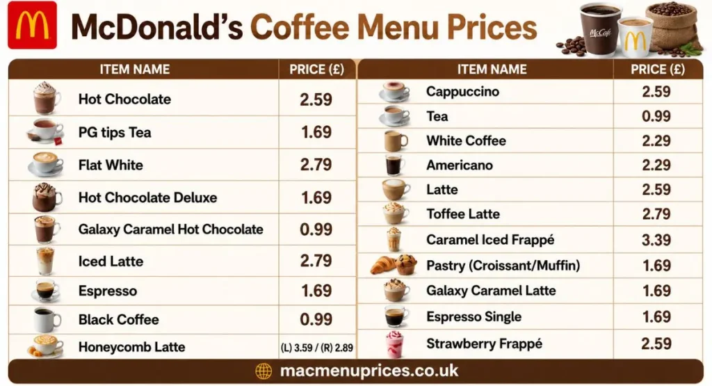 McDonald's Menu With Prices mcdonalds coffee menu with prices