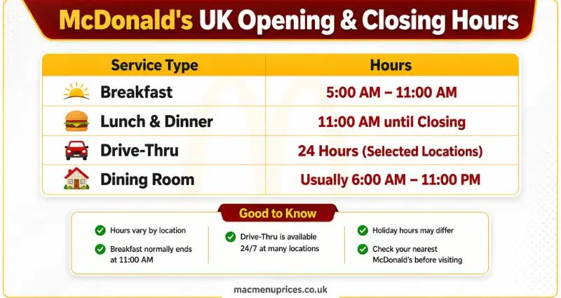 McDonald's Menu With Prices mcdonalds uk hours what time does mcdonalds open and close